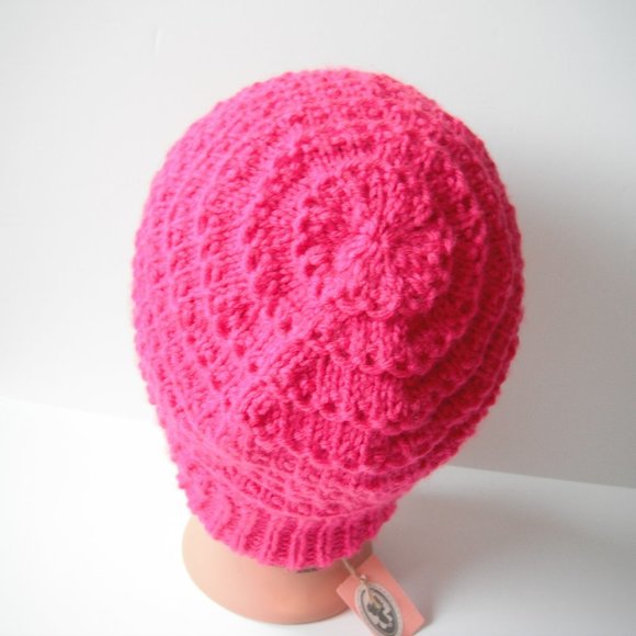 Hand Knitted Hat Toque Size L-(M) Acrylic Pink - 037 Hand knit by me - Picture 6 of 10